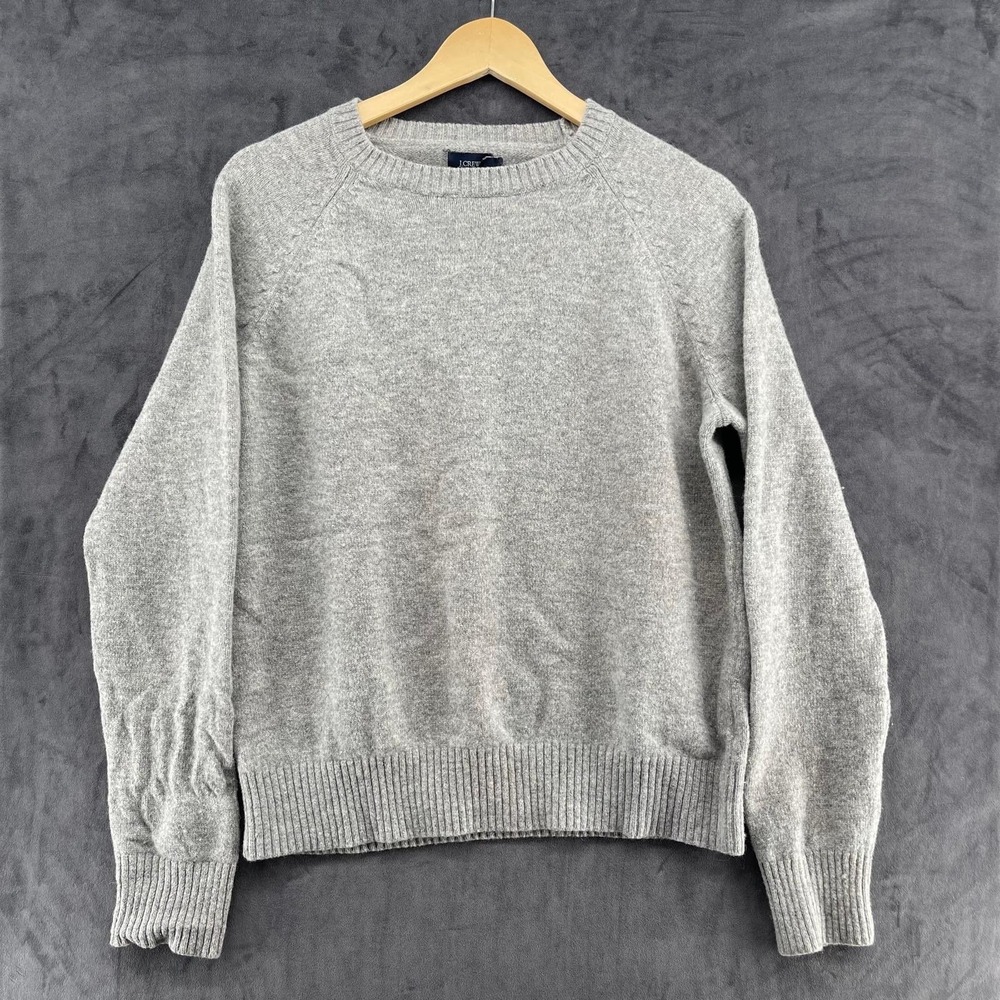 J.Crew Mens Large Gray 100% Lambswool Crewneck Raglan Sweater H0520